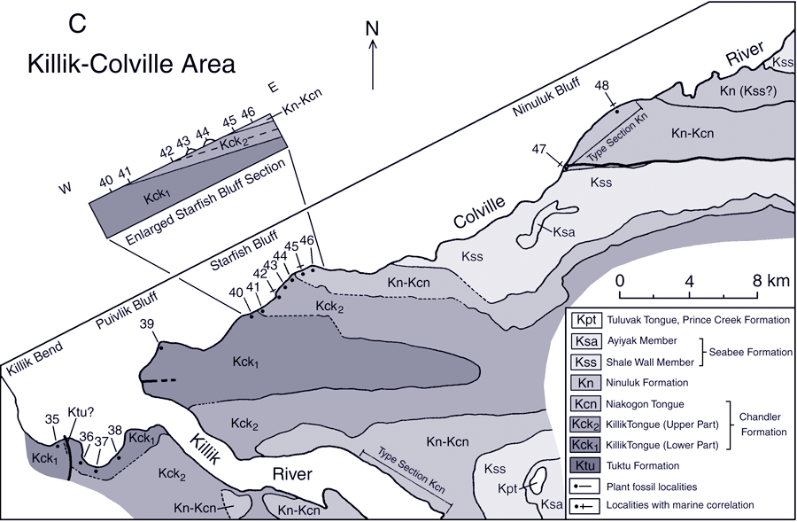 Map of Smiley localities in Killik River area
