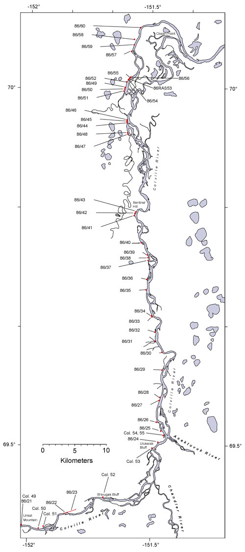 Map of the colville River below Umiat