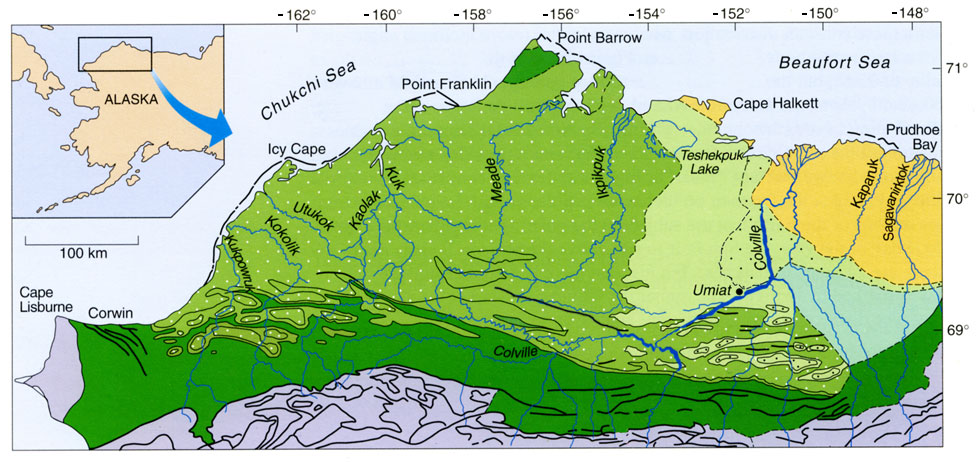 Geological map of the Arctic Slope, Alaska