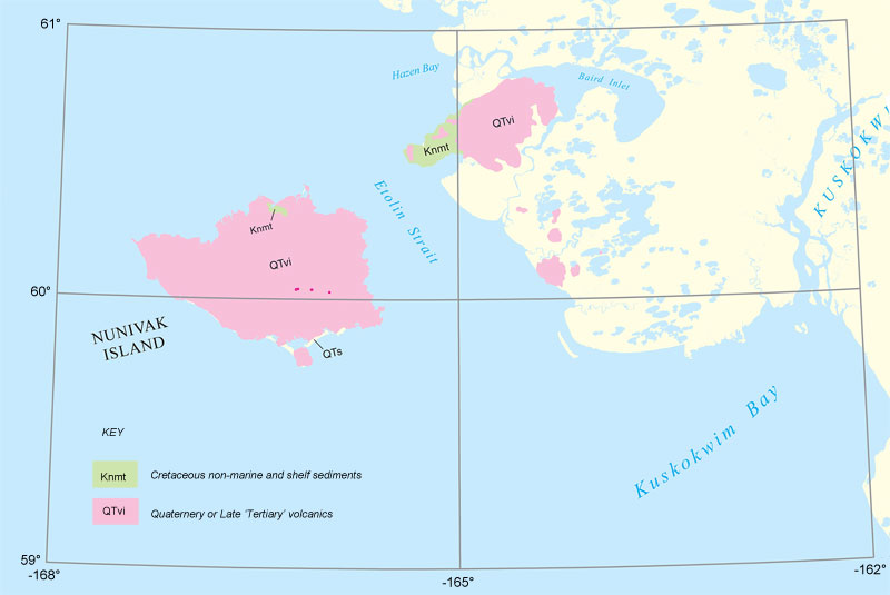 Map of Nelson and Nunivak Islands geology