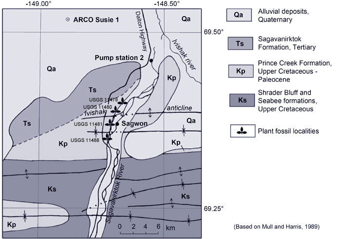 Map of the geology near Sagwon, Alaska