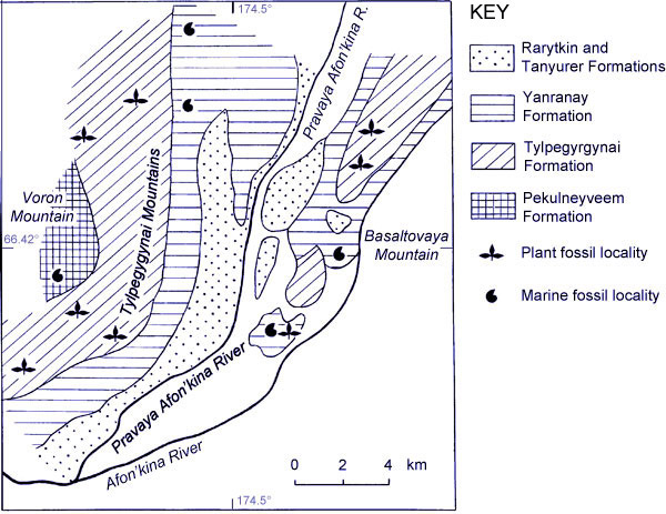 Map of the Tylpegyrgynai plant localities
