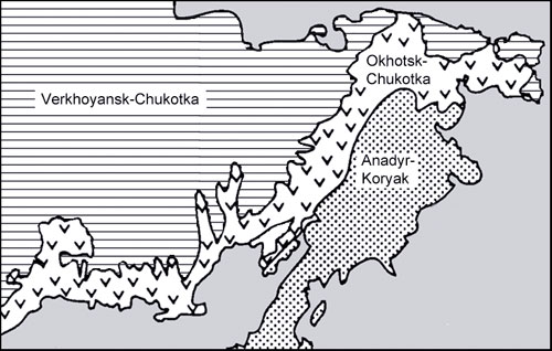 Map of geological subregions in NE Russia