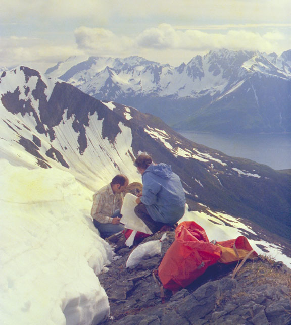 Photograph of fieldwork in Alaska Peninsula with Jack Wolfe and Jime Case